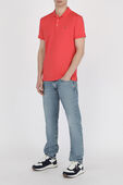 Slim Fit Stretch Mesh Polo Shirt in Red